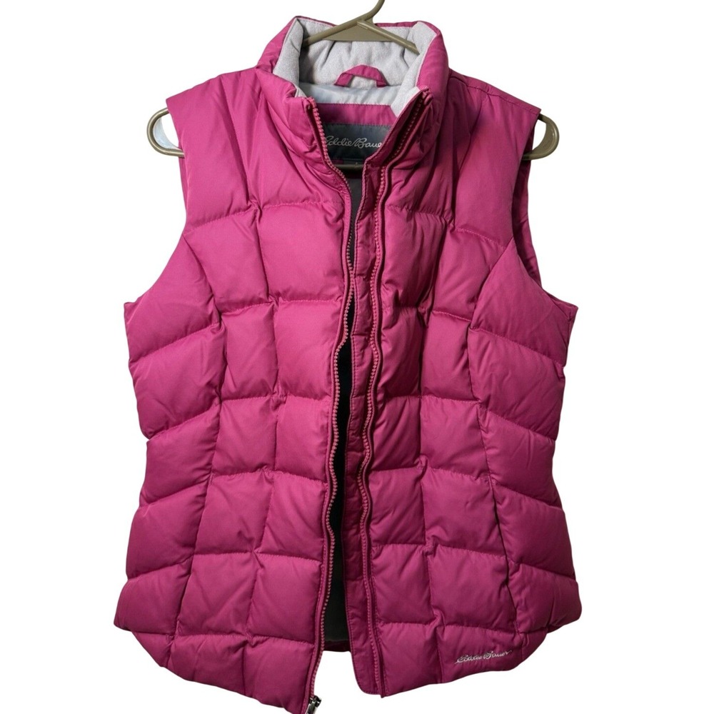 Eddie Bauer Goose Down Vest Womens Small Pink Premium EB650 Quilted Zip & Snap - Picture 2 of 9